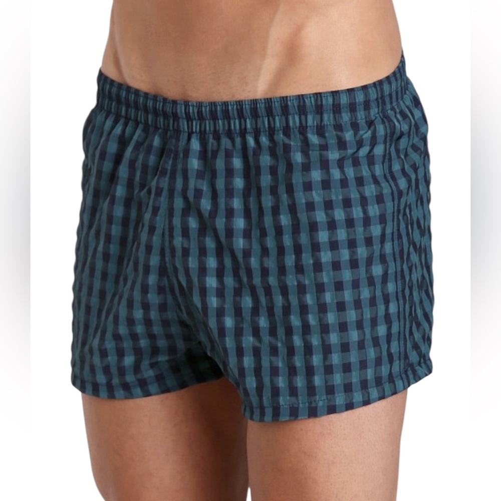 Sauvage Med La Jolla Retro Nylon Swimmer Forest/Navy Plaid
